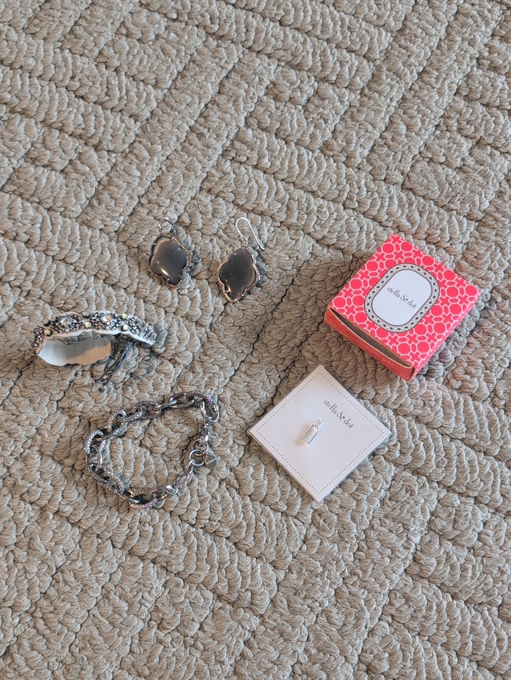 Stella & Dot Silver-Tone Bracelet, Earrings & Charm Bundle